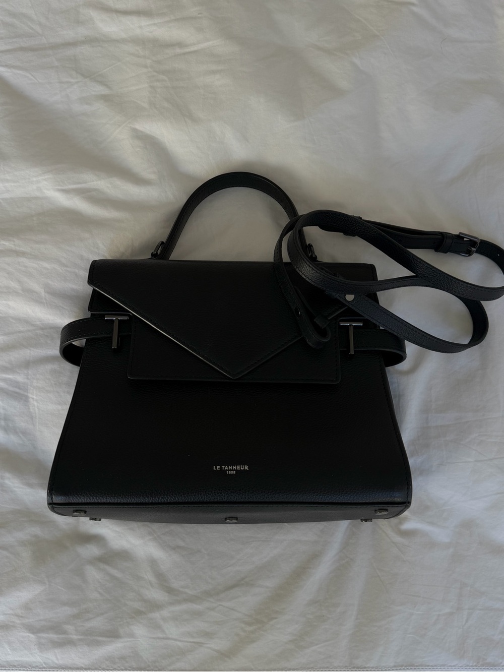 Le Tanneur Black Structured Top-Handle Satchel